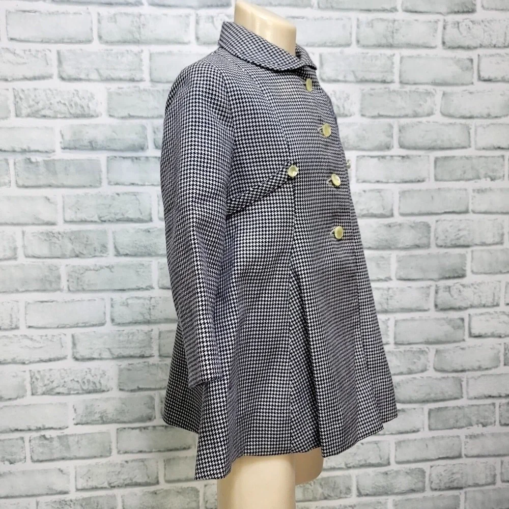 Vintage 60s Toddler Coat & Hat Set Size 3 Navy White Houndstooth‎ Bambury Mod